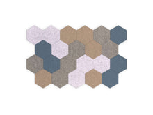 Afbeelding in Gallery-weergave laden, Akoestische PET-vilt Hexagon tegels, set van 22, lichtgrijs, donkergrijs, beige en blauw